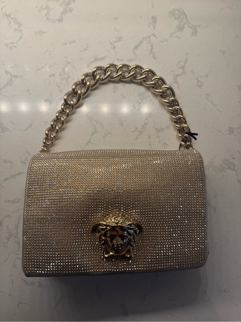 Versace Gold Palazzo Sultan Medusa Swarovski Crystal Evening Shoulder Bag